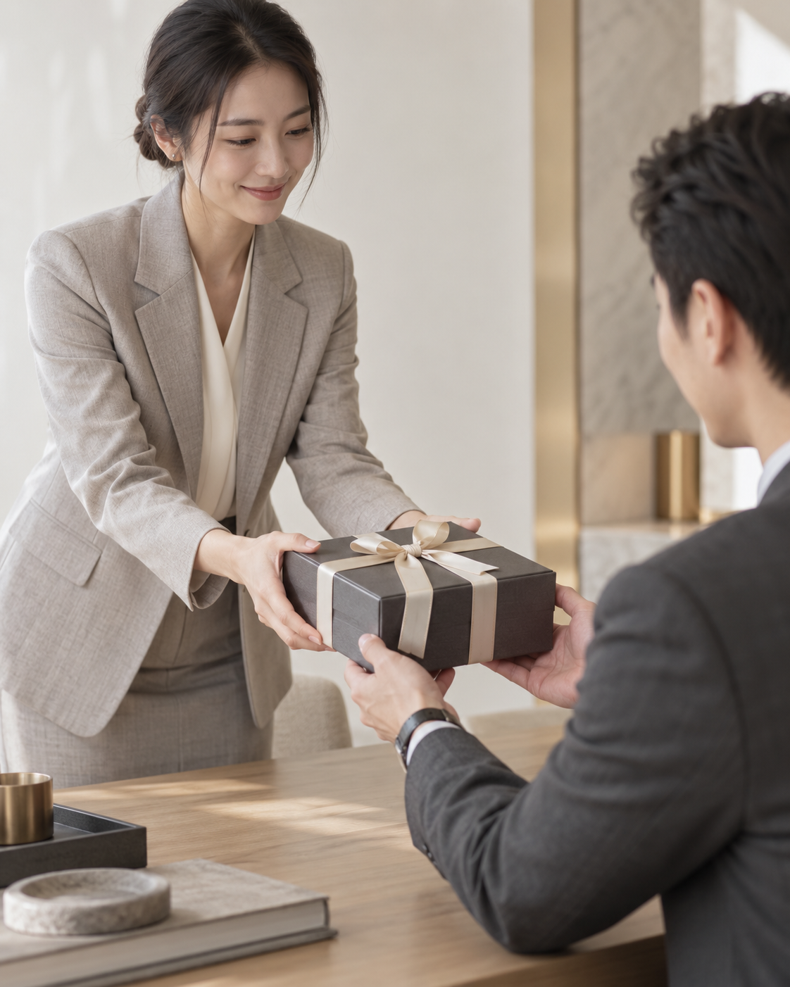 商务人士交接企业礼盒